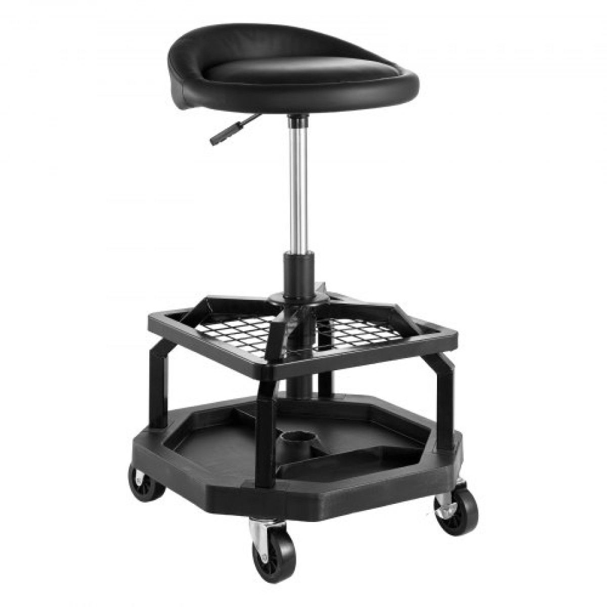 Σκαμπό VEVOR Rolling Shop, Πνευματικό Κάθισμα/Σκαμπίνι εργασίας γκαράζ με χωρητικότητα 300 λίβρες, Ρυθμιζόμενο ύψος αναρριχητικό κάθισμα, περιστρεφόμενο 360° σκαμπό εργαστηρίου με επένδυση με τροχούς, για γκαράζ, κατάστημα και επισκευή αυτοκινήτων