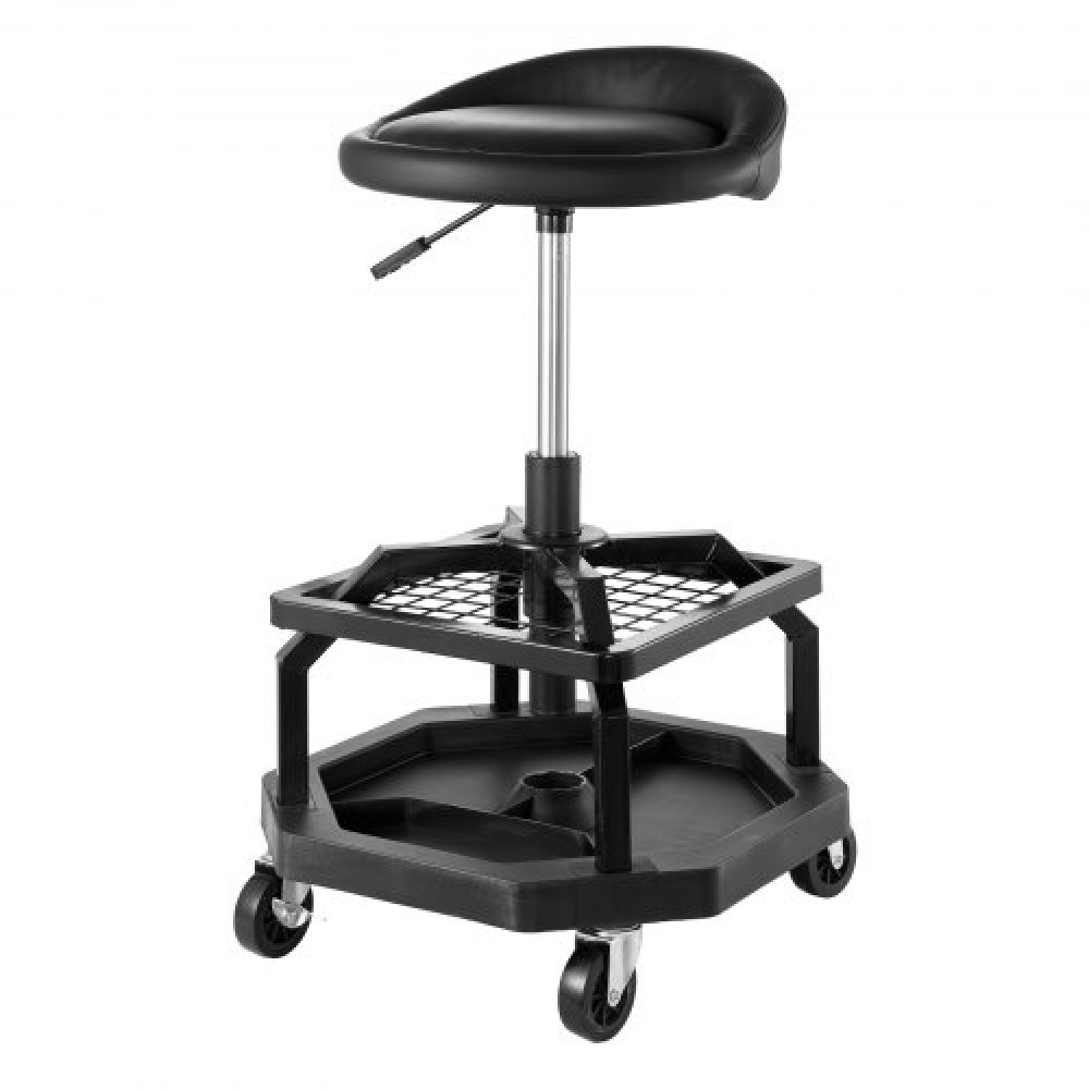 Σκαμπό VEVOR Rolling Shop, Πνευματικό Κάθισμα/Σκαμπίνι εργασίας γκαράζ με χωρητικότητα 300 λίβρες, Ρυθμιζόμενο ύψος αναρριχητικό κάθισμα, περιστρεφόμενο 360° σκαμπό εργαστηρίου με επένδυση με τροχούς, για γκαράζ, κατάστημα και επισκευή αυτοκινήτων
