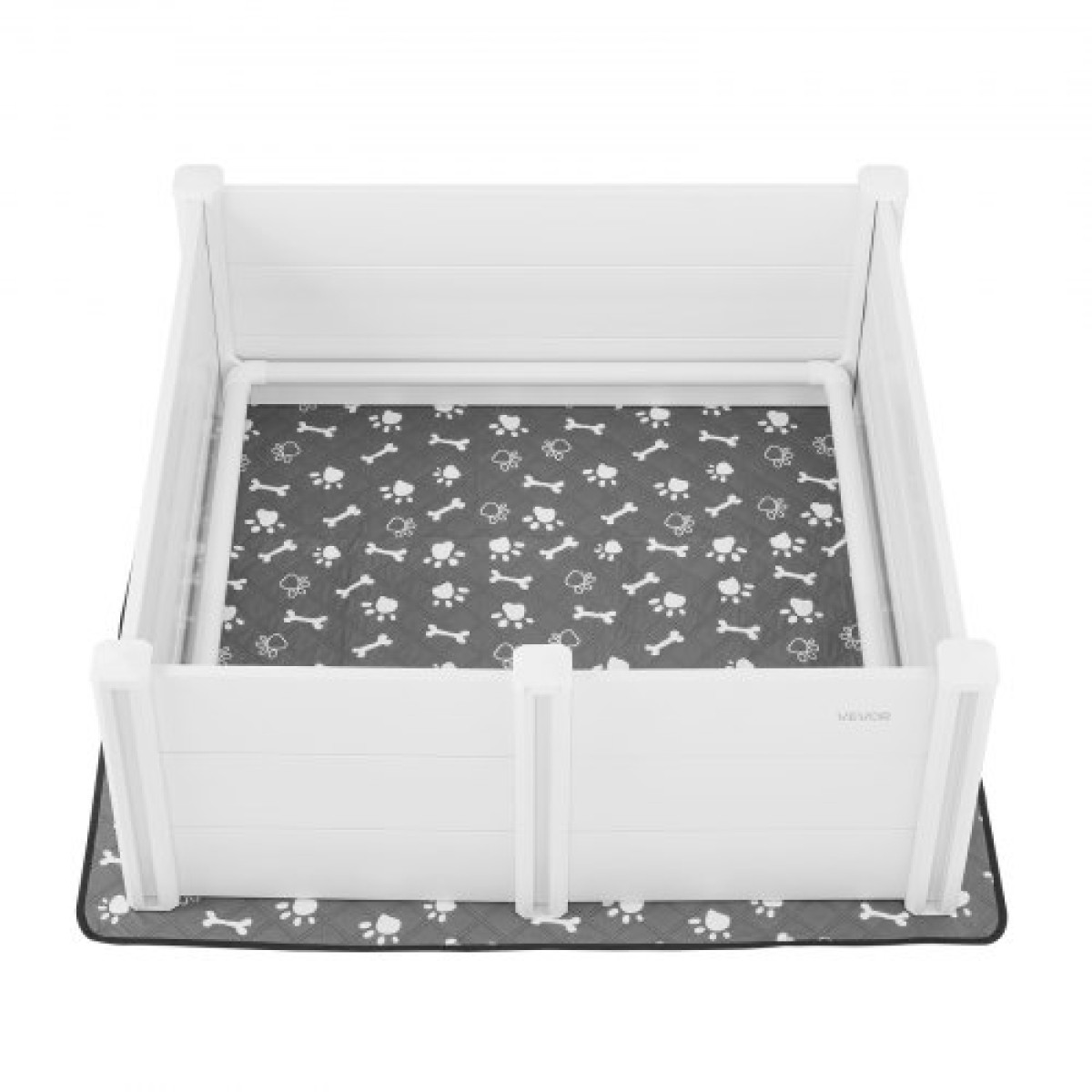 Κουτί VEVOR Dogs Whelping Box, 48 x 48 x 18,1 ιντσών, Πλαστικό PVC κουτάβια παρκοκρέβατο με ρυθμιζόμενη πόρτα και πλενόμενο μαξιλαράκι ούρων, αντιπαραμορφωτικό εσωτερικό κουτάβι για σκύλους μεγάλης φυλής, Milk White