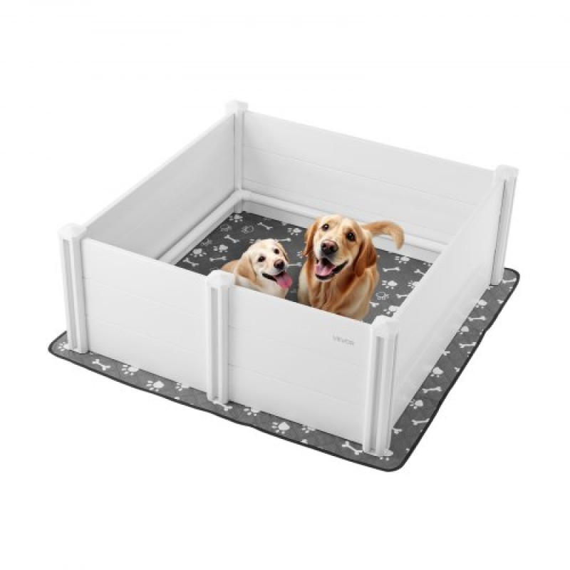 Κουτί VEVOR Dogs Whelping Box, 48 x 48 x 18,1 ιντσών, Πλαστικό PVC κουτάβια παρκοκρέβατο με ρυθμιζόμενη πόρτα και πλενόμενο μαξιλαράκι ούρων, αντιπαραμορφωτικό εσωτερικό κουτάβι για σκύλους μεγάλης φυλής, Milk White