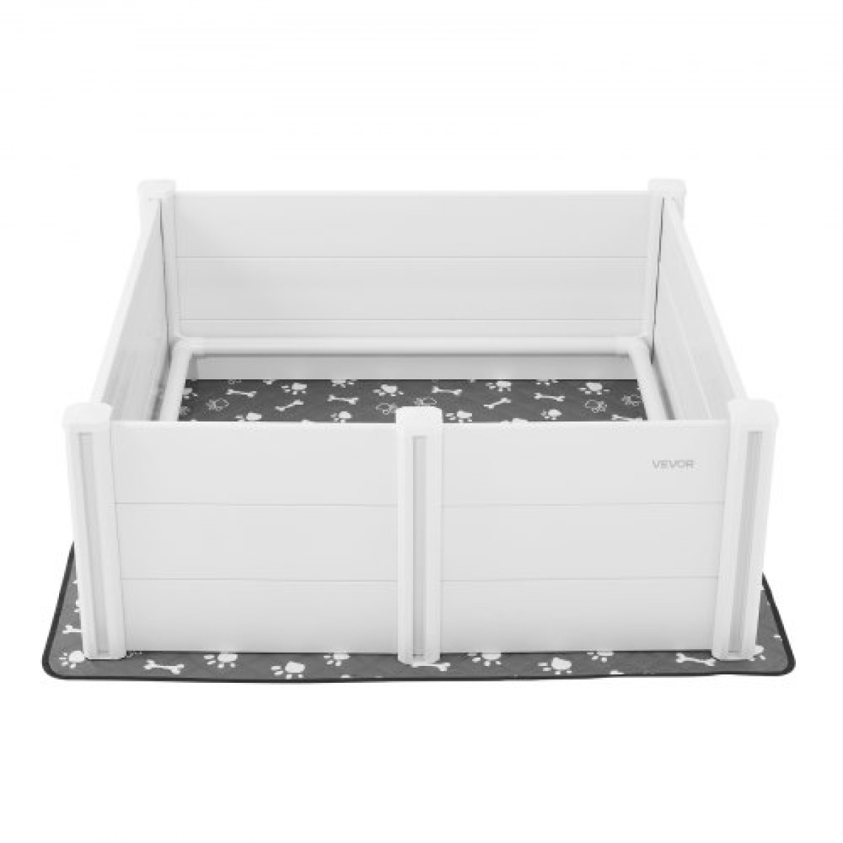 Κουτί VEVOR Dogs Whelping Box, 48 x 48 x 18,1 ιντσών, Πλαστικό PVC κουτάβια παρκοκρέβατο με ρυθμιζόμενη πόρτα και πλενόμενο μαξιλαράκι ούρων, αντιπαραμορφωτικό εσωτερικό κουτάβι για σκύλους μεγάλης φυλής, Milk White