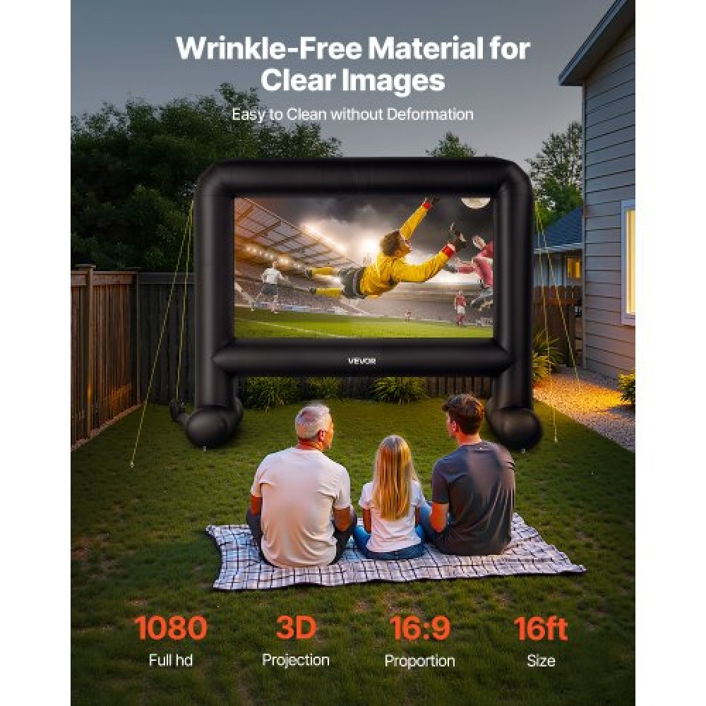 VEVOR 16 ft Inflatable Movie Screen 16:9 600D Movie Projection with Portable Bag