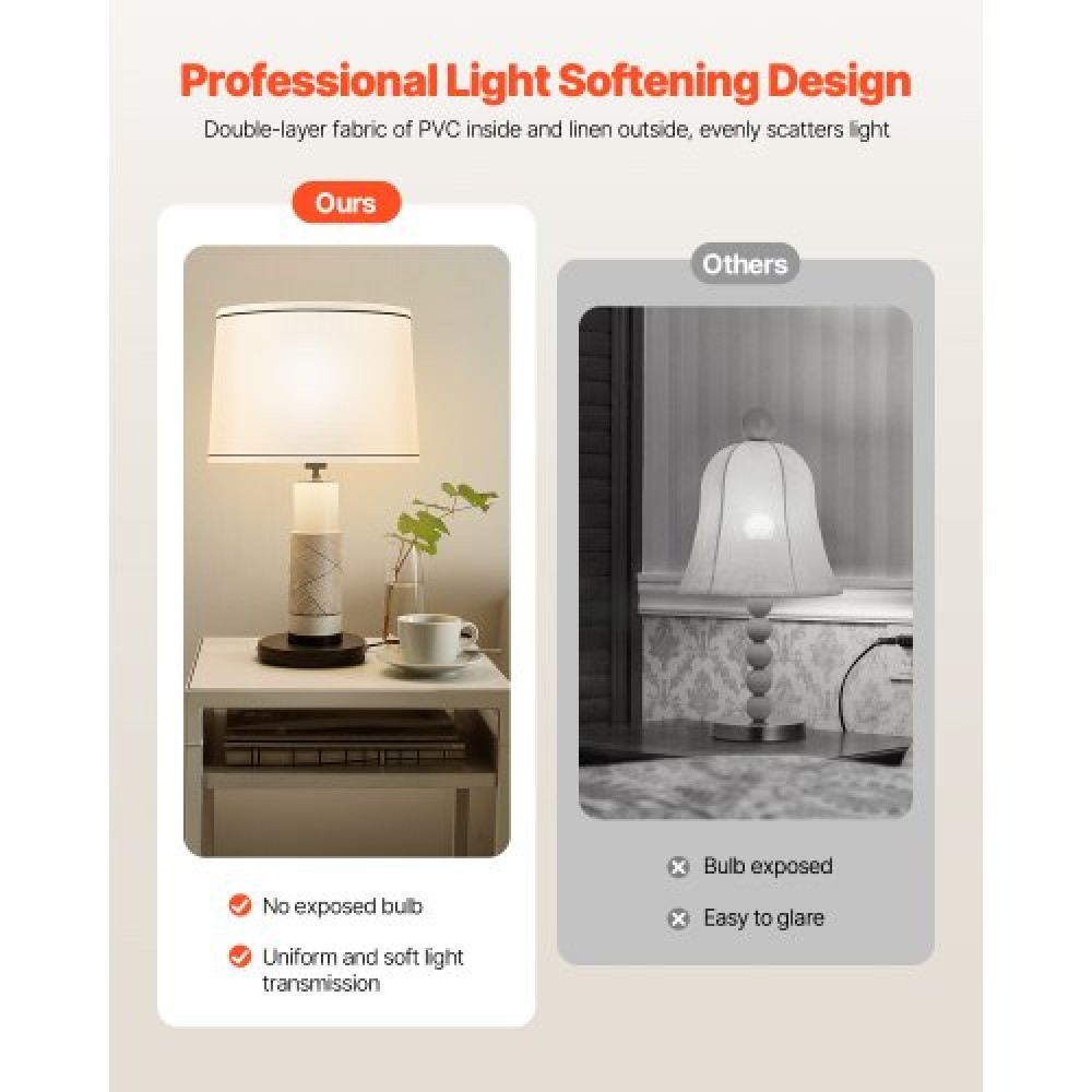 VEVOR Lamp Shade 2 Set 11 x 13 x 10 inches Medium Lampshade with Harp (White)