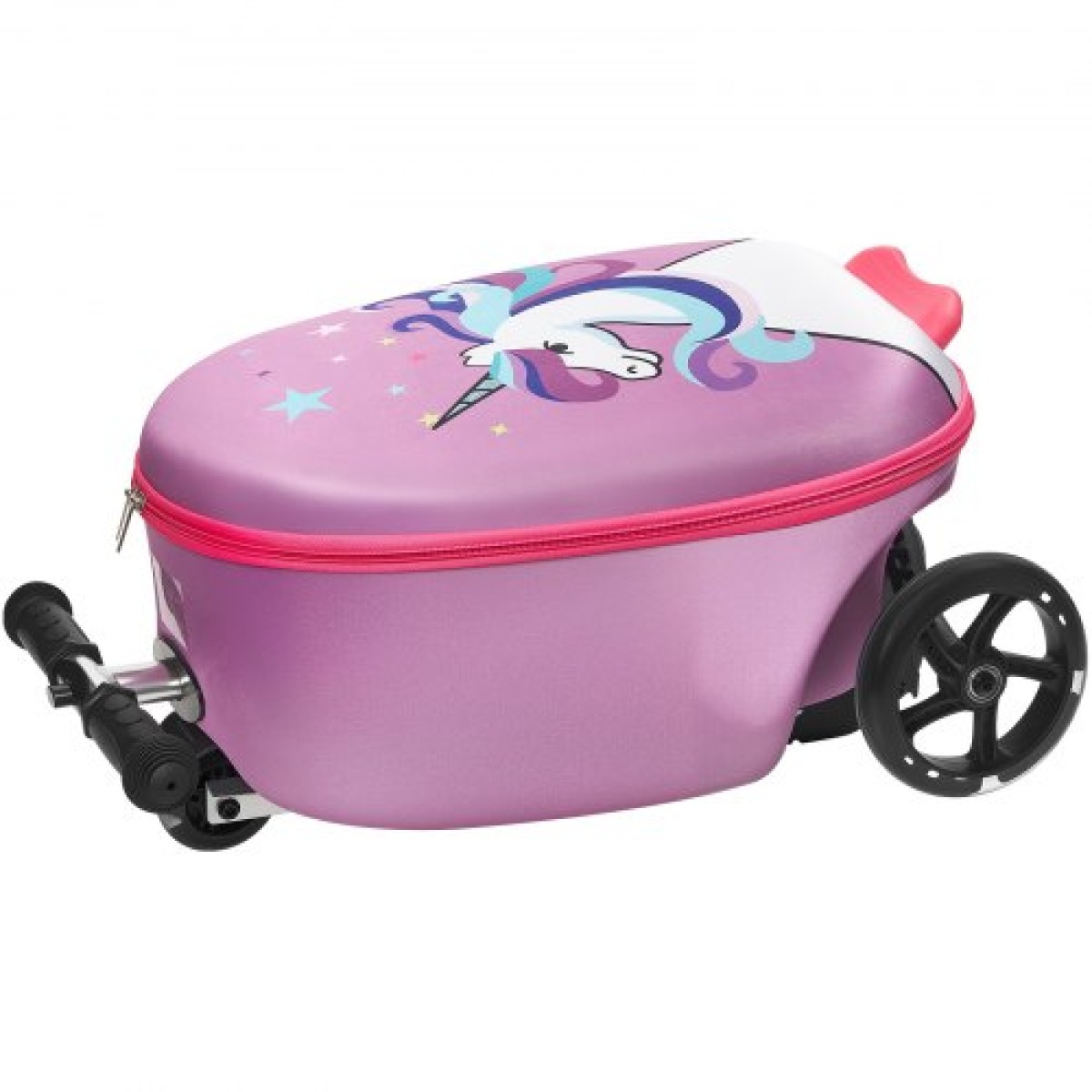 VEVOR Ride-on Bagage, χωρητικότητας 20 L, 20 ιντσών βαλίτσα παιδικού σκούτερ με τροχούς flash PU, ρυθμιζόμενη λαβή & αντιολισθητική λαβή TPR, αναδιπλούμενη & ελαφριά αποσκευή σκούτερ για παιδιά ηλικίας 5+, μωβ