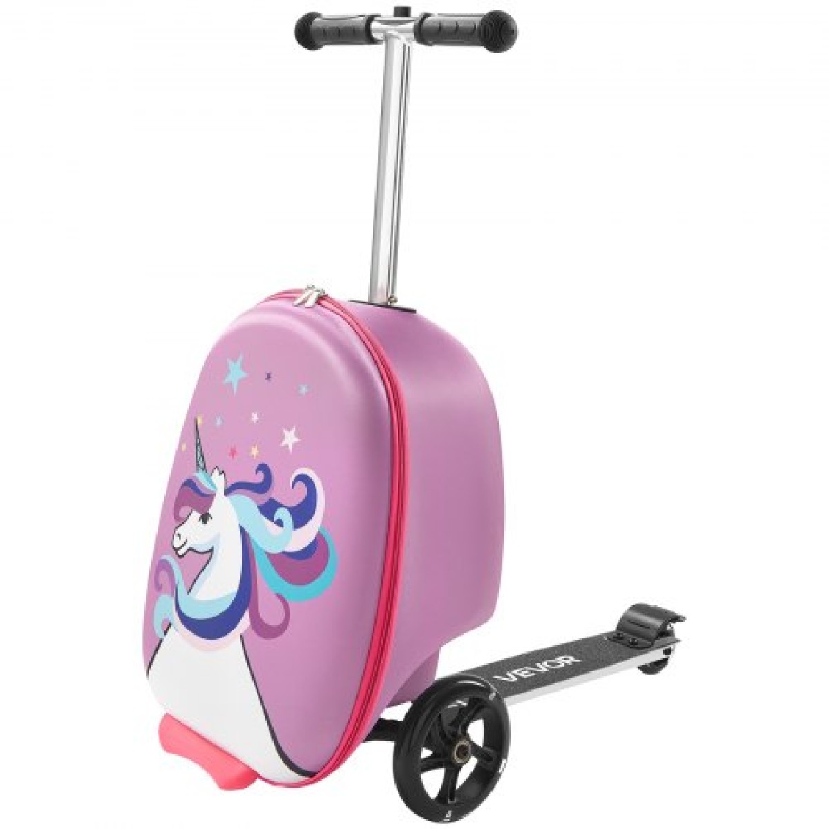 VEVOR Ride-on Bagage, χωρητικότητας 20 L, 20 ιντσών βαλίτσα παιδικού σκούτερ με τροχούς flash PU, ρυθμιζόμενη λαβή & αντιολισθητική λαβή TPR, αναδιπλούμενη & ελαφριά αποσκευή σκούτερ για παιδιά ηλικίας 5+, μωβ