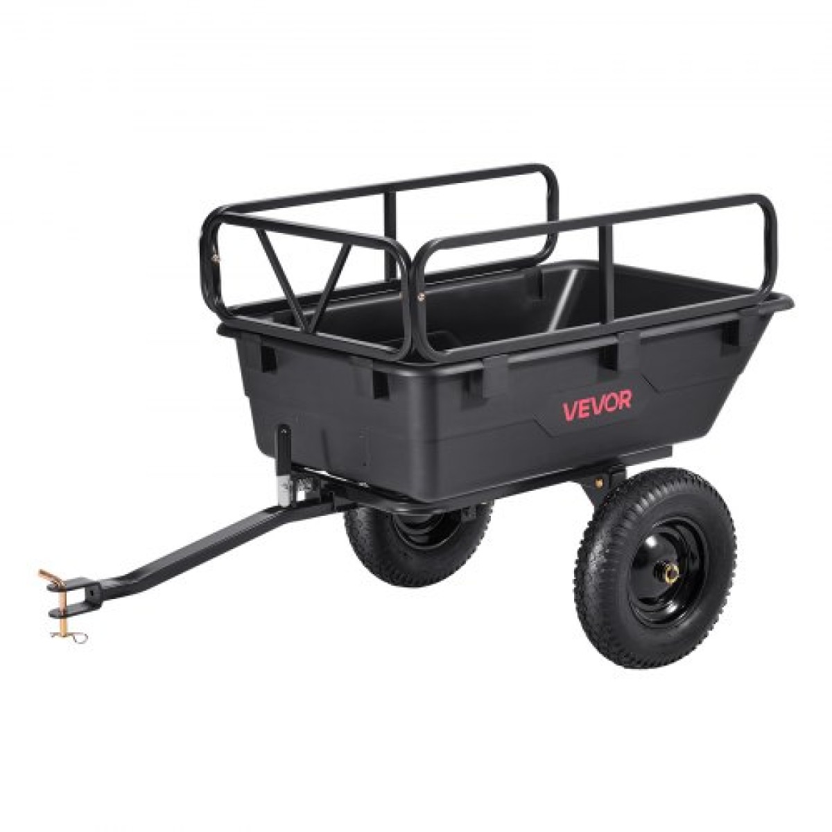 VEVOR Garden Utility Trailer, 10 Cu.Ft 227 kg, τρέιλερ μεταφοράς ATV UTV, Ρυμούλκηση πίσω από το καλάθι Poly Dump με ελαστικά 16", πεντάλ χειρός ή ποδιού, ρυμουλκούμενα βαρέως τύπου για χλοοκοπτικά τρακτέρ Garden Waste