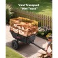 VEVOR Garden Utility Trailer, 10 Cu.Ft 227 kg, τρέιλερ μεταφοράς ATV UTV, Ρυμούλκηση πίσω από το καλάθι Poly Dump με ελαστικά 16", πεντάλ χειρός ή ποδιού, ρυμουλκούμενα βαρέως τύπου για χλοοκοπτικά τρακτέρ Garden Waste