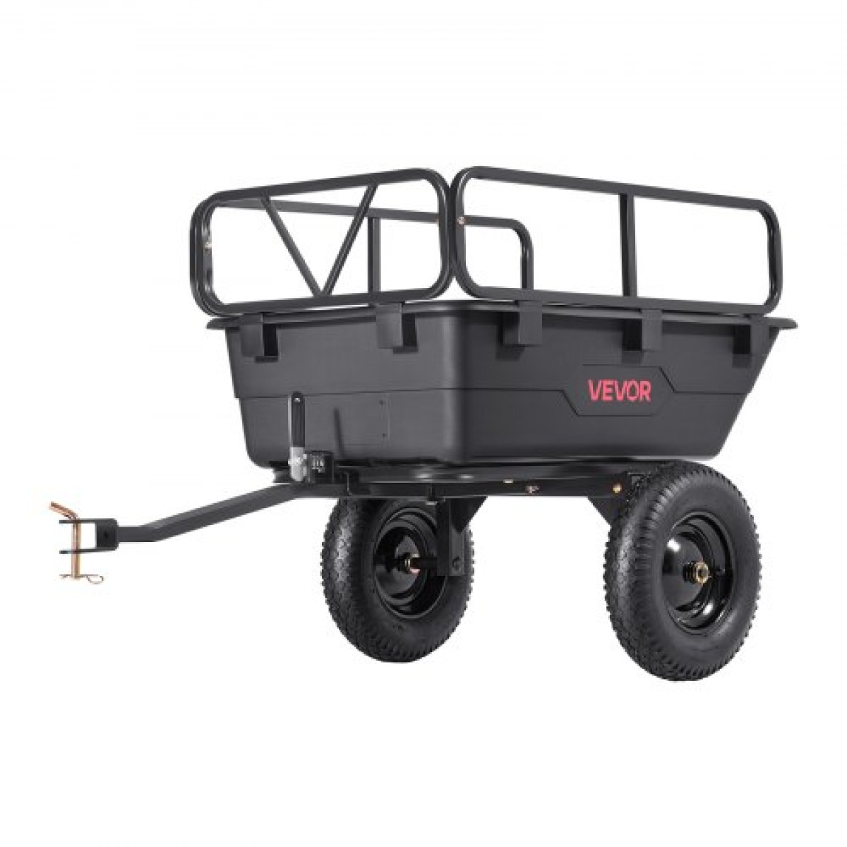 VEVOR Garden Utility Trailer, 10 Cu.Ft 227 kg, τρέιλερ μεταφοράς ATV UTV, Ρυμούλκηση πίσω από το καλάθι Poly Dump με ελαστικά 16", πεντάλ χειρός ή ποδιού, ρυμουλκούμενα βαρέως τύπου για χλοοκοπτικά τρακτέρ Garden Waste