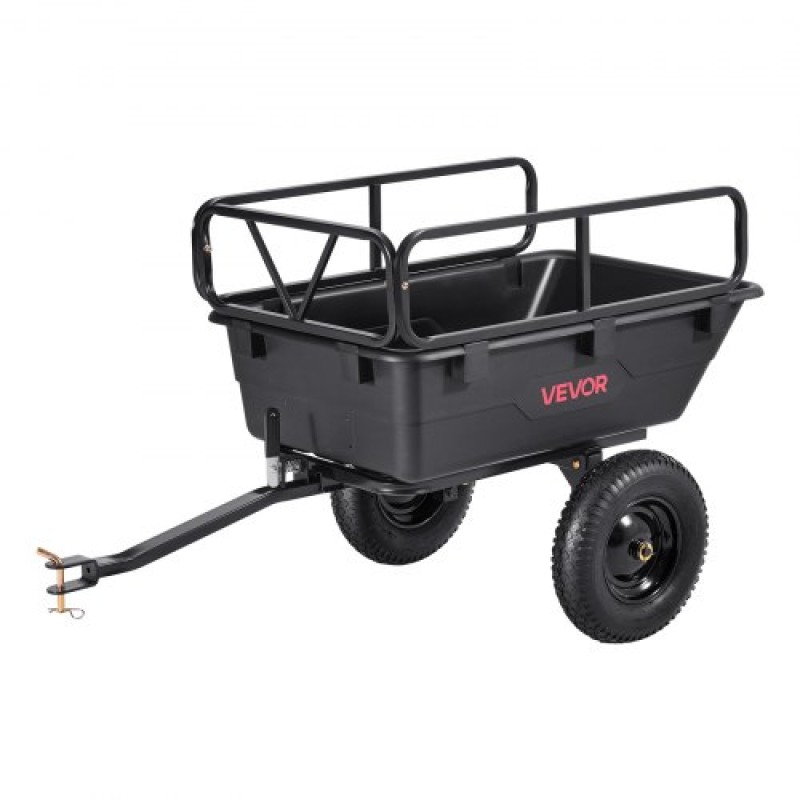 VEVOR Garden Utility Trailer, 10 Cu.Ft 227 kg, τρέιλερ μεταφοράς ATV UTV, Ρυμούλκηση πίσω από το καλάθι Poly Dump με ελαστικά 16", πεντάλ χειρός ή ποδιού, ρυμουλκούμενα βαρέως τύπου για χλοοκοπτικά τρακτέρ Garden Waste