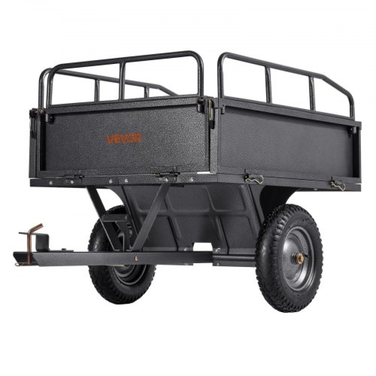 VEVOR Garden Utility Trailer, 10 Cu.Χωρητικότητα Ft & 227 kg, τρέιλερ μεταφοράς ATV UTV, ρυμούλκηση πίσω από χαλύβδινο καρότσι με ελαστικά 14", πεντάλ χειρός ή ποδιού, ρυμουλκούμενα βαρέως τύπου Yard για τρακτέρ χλοοκοπτικών
