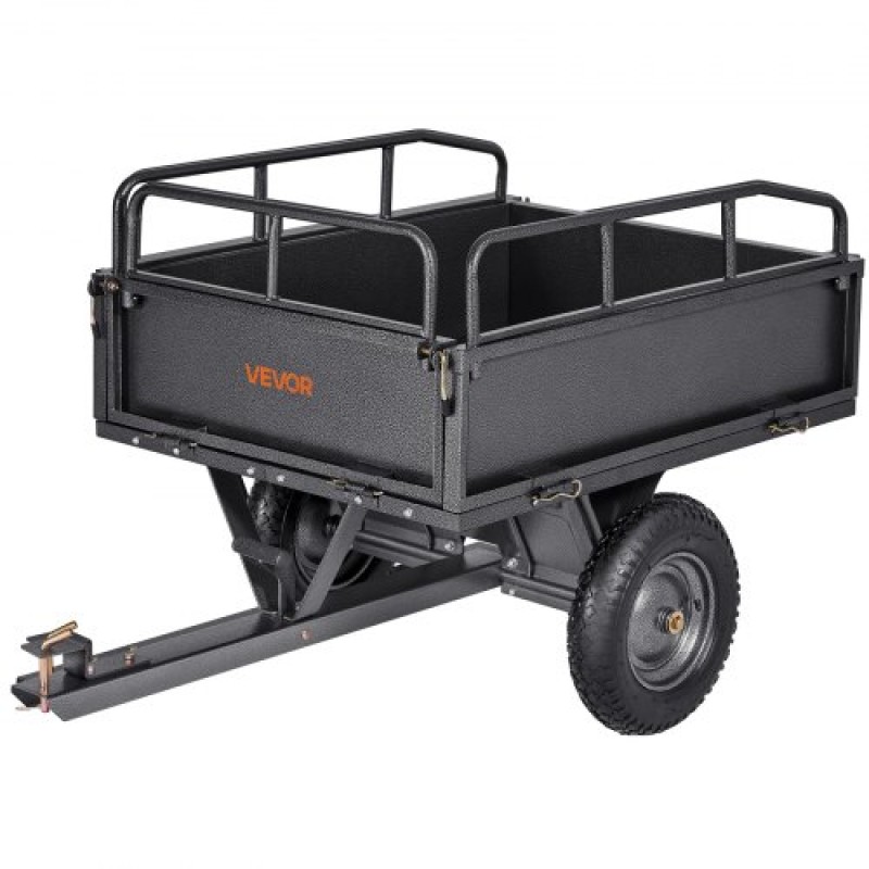VEVOR Garden Utility Trailer, 10 Cu.Χωρητικότητα Ft & 227 kg, τρέιλερ μεταφοράς ATV UTV, ρυμούλκηση πίσω από χαλύβδινο καρότσι με ελαστικά 14", πεντάλ χειρός ή ποδιού, ρυμουλκούμενα βαρέως τύπου Yard για τρακτέρ χλοοκοπτικών