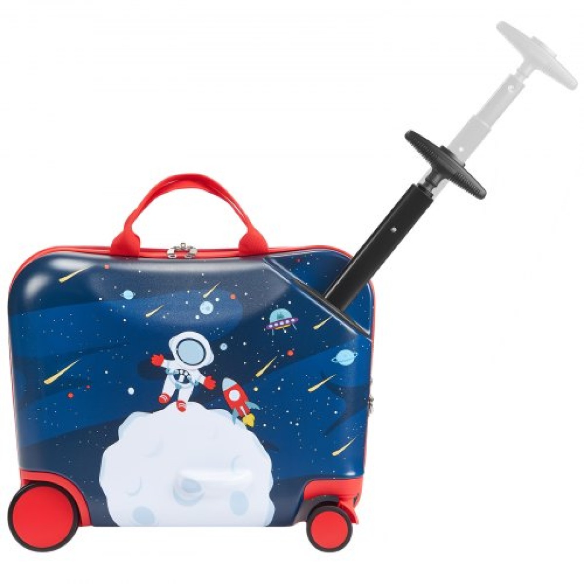 VEVOR Ride-on Baggage, χωρητικότητα 26 L, 18 ίντσες ρυμούλκηση κατά μήκος των μικρών αποσκευών μεταφορά με ρόδες, ρυθμιζόμενο ιμάντα ώμου, ελαφριά παιδική βαλίτσα ιππασίας για αγόρια και κορίτσια ηλικίας 3+, μπλε & λευκό