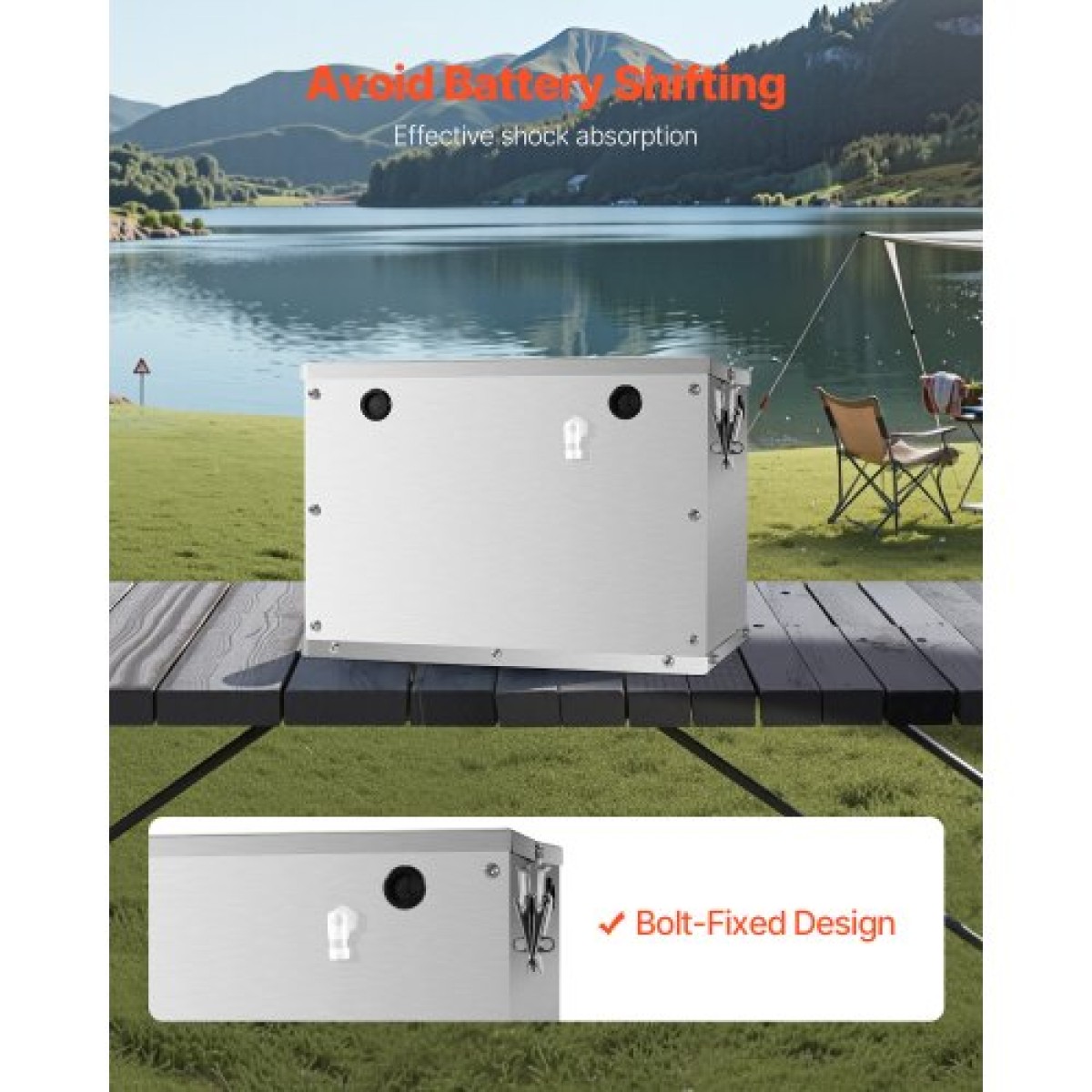 VEVOR Battery Box, Group 24/31 Trolling Motor Battery Box, Θήκη μπαταριών Marine με τρύπες καλωδίων από καουτσούκ, θήκη αποθήκευσης κελύφους από κράμα αλουμινίου, εύκολη εγκατάσταση, για δρομείς εκτός δρόμου, φορτηγά