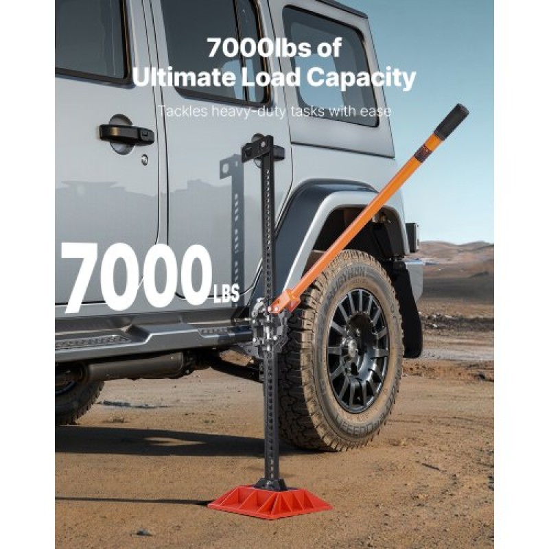 VEVOR Farm Jack with Base, 122cm Utility High Lift Farm Jack, 3,18 Ton Capacity Ratcheting Off Road Utility Jacks, Heavy-Duty Jacks Lift with 130,1-1079,5 mm Range Lifting for Tractor, Truck, SUV