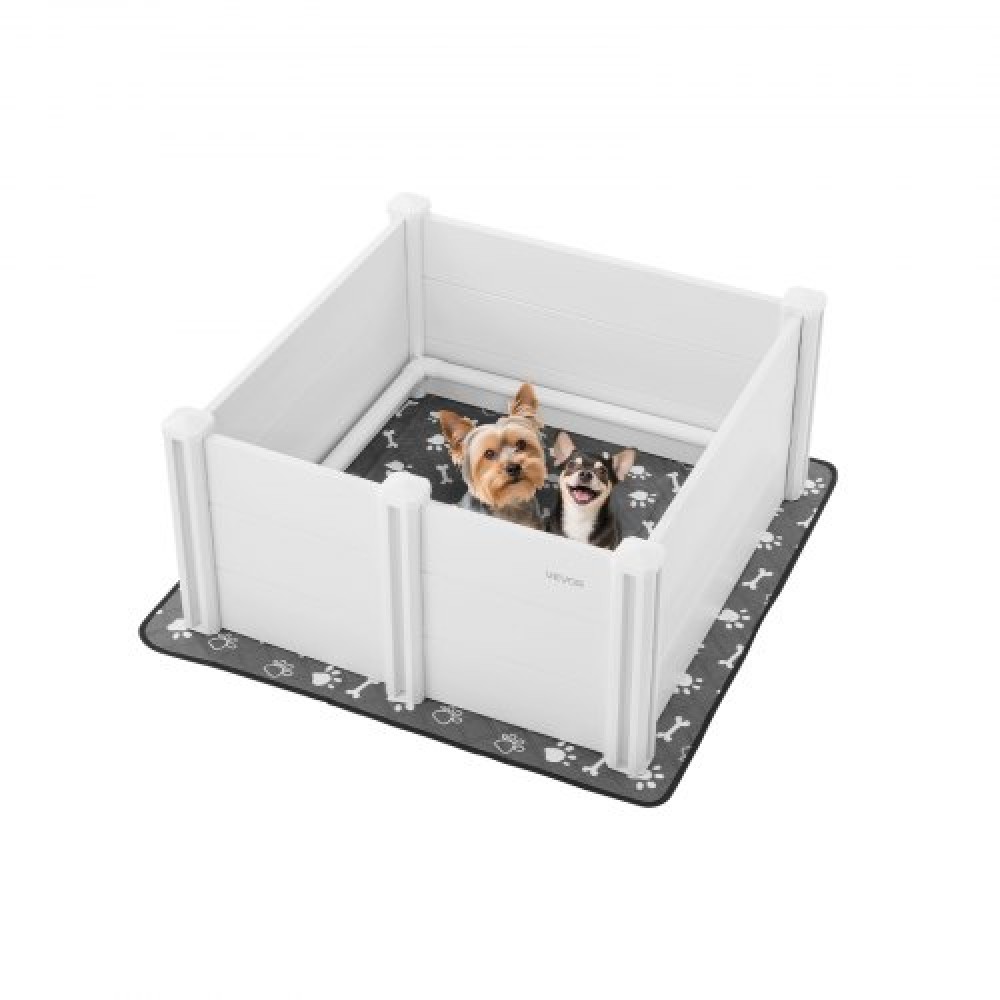 VEVOR Dogs Whelping Box, 38,6 x 38,6 x 18,1 ιντσών, πλαστικό PVC κουτάβια παρκοκρέβατο με ρυθμιζόμενη ύψος πόρτας και πλενόμενο μαξιλαράκι κατούρησης, στυλό παιχνιδιού για κουτάβια εσωτερικού χώρου κατά της παραμόρφωσης για σκύλους μέσης φυλής, Milk White