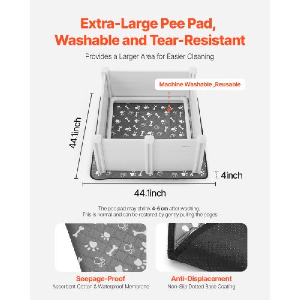 VEVOR Dogs Whelping Box, 38,6 x 38,6 x 18,1 ιντσών, πλαστικό PVC κουτάβια παρκοκρέβατο με ρυθμιζόμενη ύψος πόρτας και πλενόμενο μαξιλαράκι κατούρησης, στυλό παιχνιδιού για κουτάβια εσωτερικού χώρου κατά της παραμόρφωσης για σκύλους μέσης φυλής, Milk White