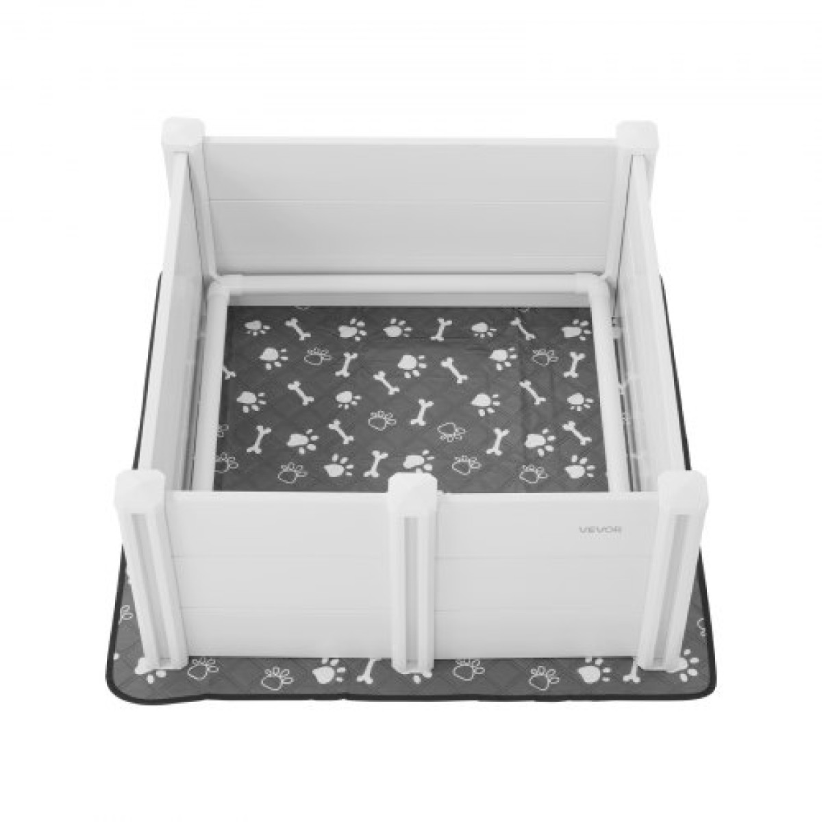 VEVOR Dogs Whelping Box, 38,6 x 38,6 x 18,1 ιντσών, πλαστικό PVC κουτάβια παρκοκρέβατο με ρυθμιζόμενη ύψος πόρτας και πλενόμενο μαξιλαράκι κατούρησης, στυλό παιχνιδιού για κουτάβια εσωτερικού χώρου κατά της παραμόρφωσης για σκύλους μέσης φυλής, Milk White
