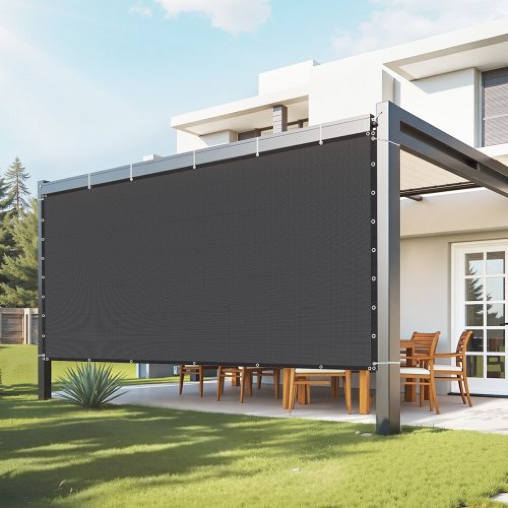 VEVOR 90% ύφασμα σκιάς, κάλυμμα σκιάς πέργκολας 8 x 12 ποδιών με δακτύλιους από ανοξείδωτο χάλυβα, οθόνη απορρήτου με κουβούκλιο σκιάστρου με υλικό HDPE 140 GSM, για εξωτερικούς χώρους, αίθριο, κήπο και αυλή (Μαύρο)