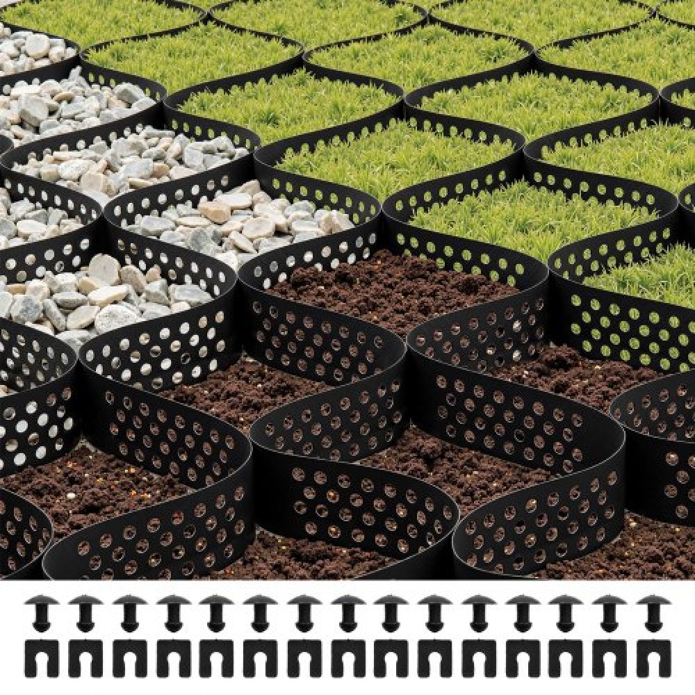 VEVOR Gravel Grid, 3 Inch Depth, 17,06 x 8,86 FT / 5200 x 2700 mm, 1880 LBS Per Sq ft Grass Ground Retainer, Permeable Geo Grids Driveway Stabilization, for Garden, Patio, Walkway, RV Parking Slopes