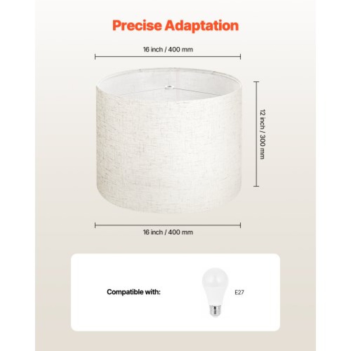 VEVOR Drum Lamp Shade 2 Set, 16 in Top x 16 in Bottom x 12 in High, Large Lampshade with Harp, Ανταλλακτικό φωτιστικό για επιτραπέζια φωτιστικά Φωτιστικά δαπέδου Κρεμαστά φώτα, Απαιτείται εύκολη συναρμολόγηση (ελαφρύ λινό)