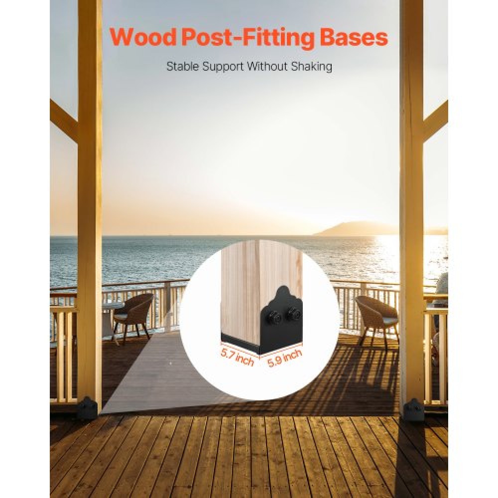 VEVOR 2 Pcs 6x6 Post Base Bracket Wood Fence Post Anchor Inner Size 5.9x5.55in