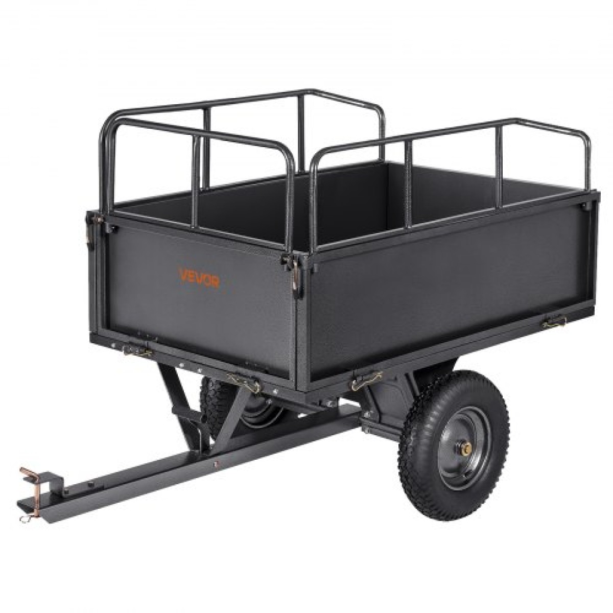 VEVOR Garden Utility Trailer, 17 Cu.Χωρητικότητα Ft & 272 kg, τρέιλερ μεταφοράς ATV UTV, Ρυμούλκηση πίσω από χαλύβδινο καρότσι με ελαστικά 16", πεντάλ χειρός ή ποδιού, ρυμουλκούμενα βαρέως τύπου Yard για τρακτέρ χλοοκοπτικών