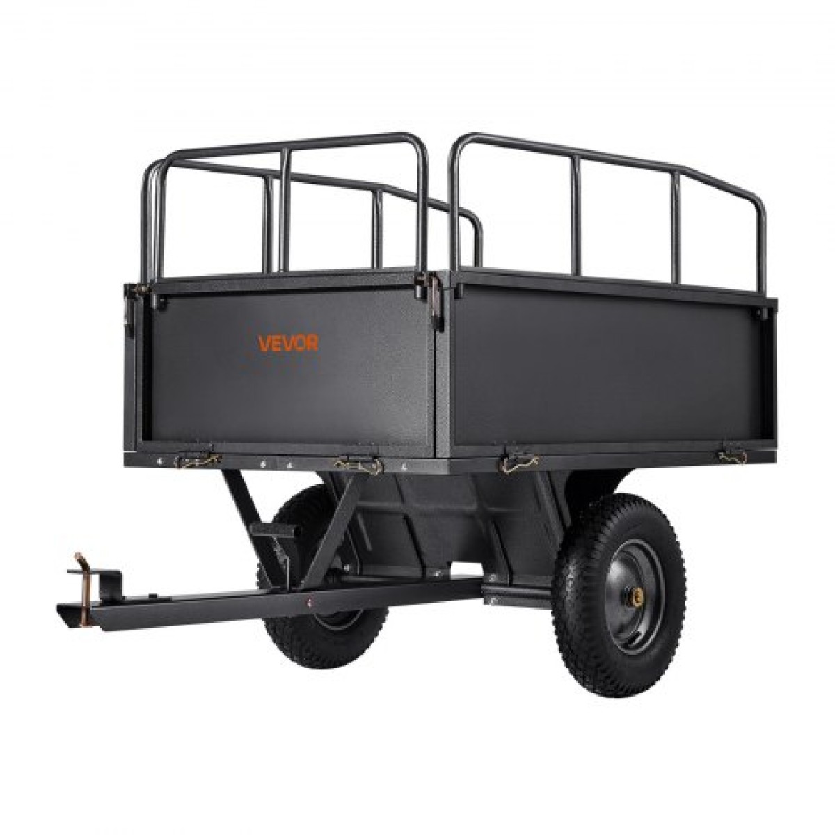 VEVOR Garden Utility Trailer, 17 Cu.Χωρητικότητα Ft & 272 kg, τρέιλερ μεταφοράς ATV UTV, Ρυμούλκηση πίσω από χαλύβδινο καρότσι με ελαστικά 16", πεντάλ χειρός ή ποδιού, ρυμουλκούμενα βαρέως τύπου Yard για τρακτέρ χλοοκοπτικών