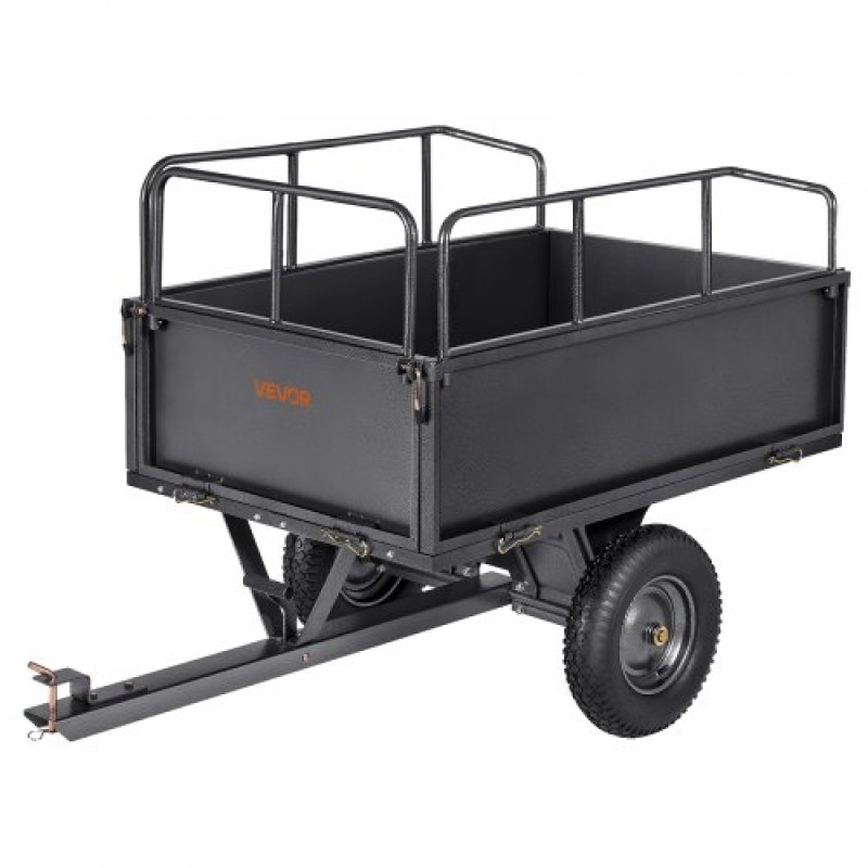 VEVOR Garden Utility Trailer, 17 Cu.Χωρητικότητα Ft & 272 kg, τρέιλερ μεταφοράς ATV UTV, Ρυμούλκηση πίσω από χαλύβδινο καρότσι με ελαστικά 16", πεντάλ χειρός ή ποδιού, ρυμουλκούμενα βαρέως τύπου Yard για τρακτέρ χλοοκοπτικών