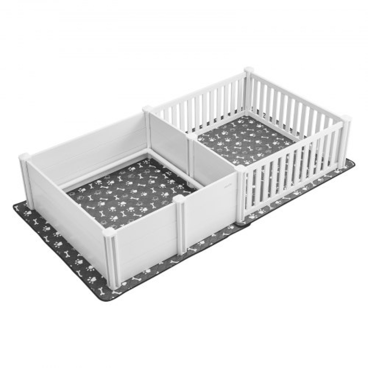 VEVOR Dogs Whelping Box, 93,3x48,4x18,1 ιντσών, πλαστικό PVC κουτάβια παρκοκρέβατο με ρυθμιζόμενο ύψος πόρτα και πλενόμενο μαξιλαράκι ούρων, διάταξη 2 δωματίων Εσωτερικό κουτάβι για σκύλους πολύ μεγάλης φυλής, Milk White