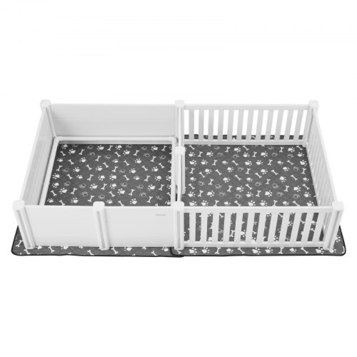 VEVOR Dogs Whelping Box, 93,3x48,4x18,1 ιντσών, πλαστικό PVC κουτάβια παρκοκρέβατο με ρυθμιζόμενο ύψος πόρτα και πλενόμενο μαξιλαράκι ούρων, διάταξη 2 δωματίων Εσωτερικό κουτάβι για σκύλους πολύ μεγάλης φυλής, Milk White