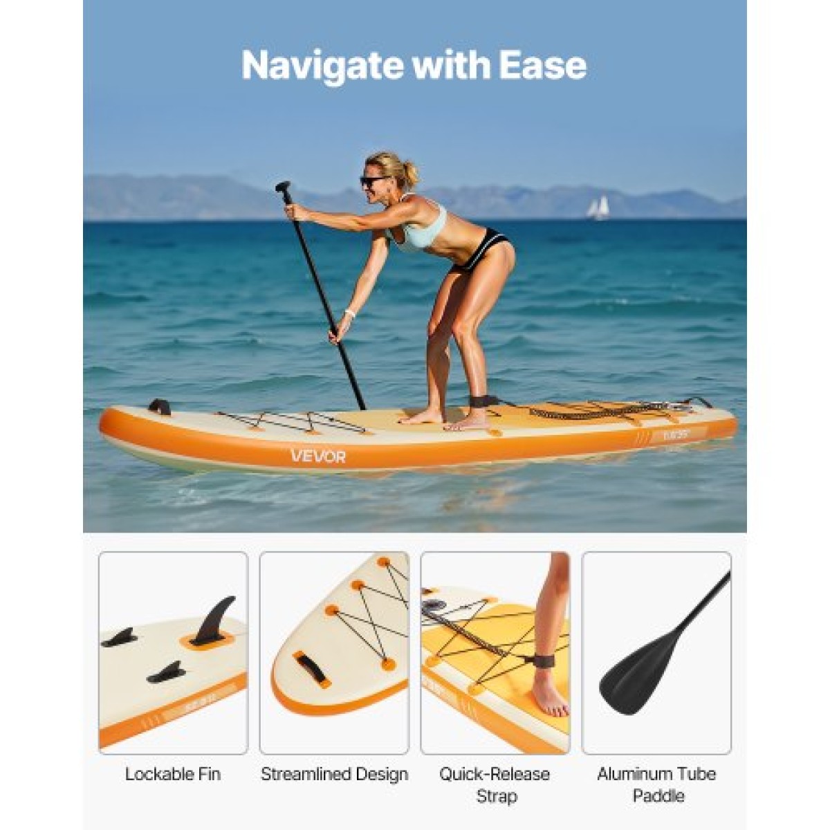 Φουσκωτό SUP Paddle Board VEVOR, 3,53m x 89cm x 15cm πλάτος Ultra-light SUP Paddle, Όλα τα αξεσουάρ περιλαμβάνονται, Αντλία, κουπί, πτερύγιο, σακίδιο πλάτης, λουρί αστραγάλου, λουρί, αντιολισθητικό κατάστρωμα για νέους, ενήλικες
