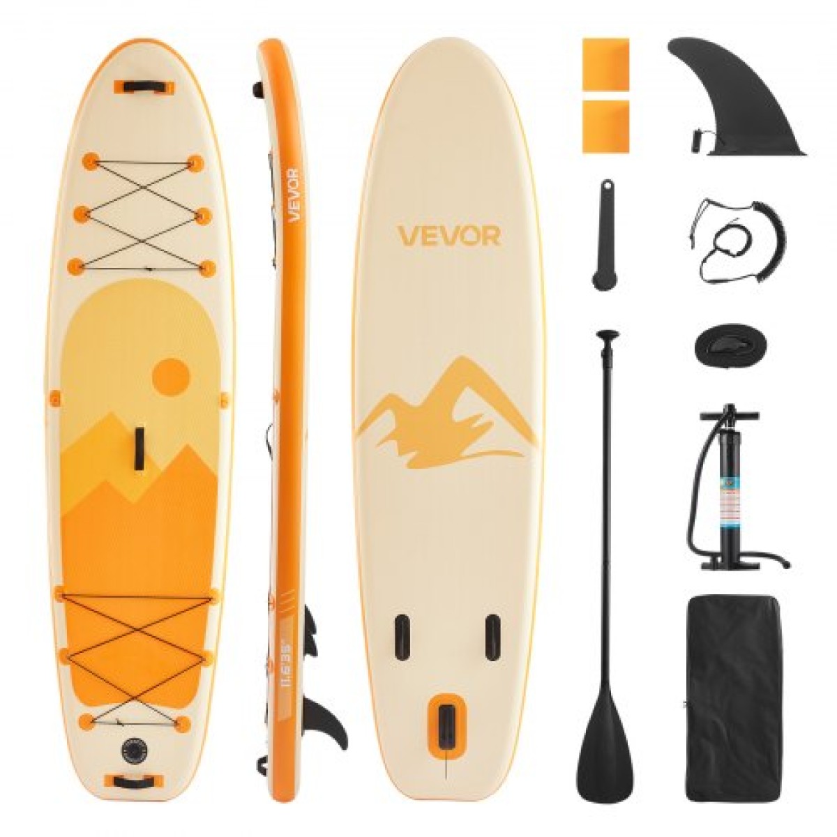 Φουσκωτό SUP Paddle Board VEVOR, 3,53m x 89cm x 15cm πλάτος Ultra-light SUP Paddle, Όλα τα αξεσουάρ περιλαμβάνονται, Αντλία, κουπί, πτερύγιο, σακίδιο πλάτης, λουρί αστραγάλου, λουρί, αντιολισθητικό κατάστρωμα για νέους, ενήλικες
