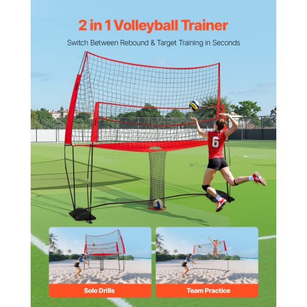 Σύστημα διχτυού προπόνησης βόλεϊ VEVOR 2-σε-1, Ελεύθερα ρυθμιζόμενος εξοπλισμός εξάσκησης σε ύψος με επιστροφή μπάλας, φορητός σταθμός διχτυού, Εύκολη εγκατάσταση για εσωτερικό σερβίς σε εξωτερικό χώρο στην πίσω αυλή Spiking Βελτιώνει την ακρίβεια
