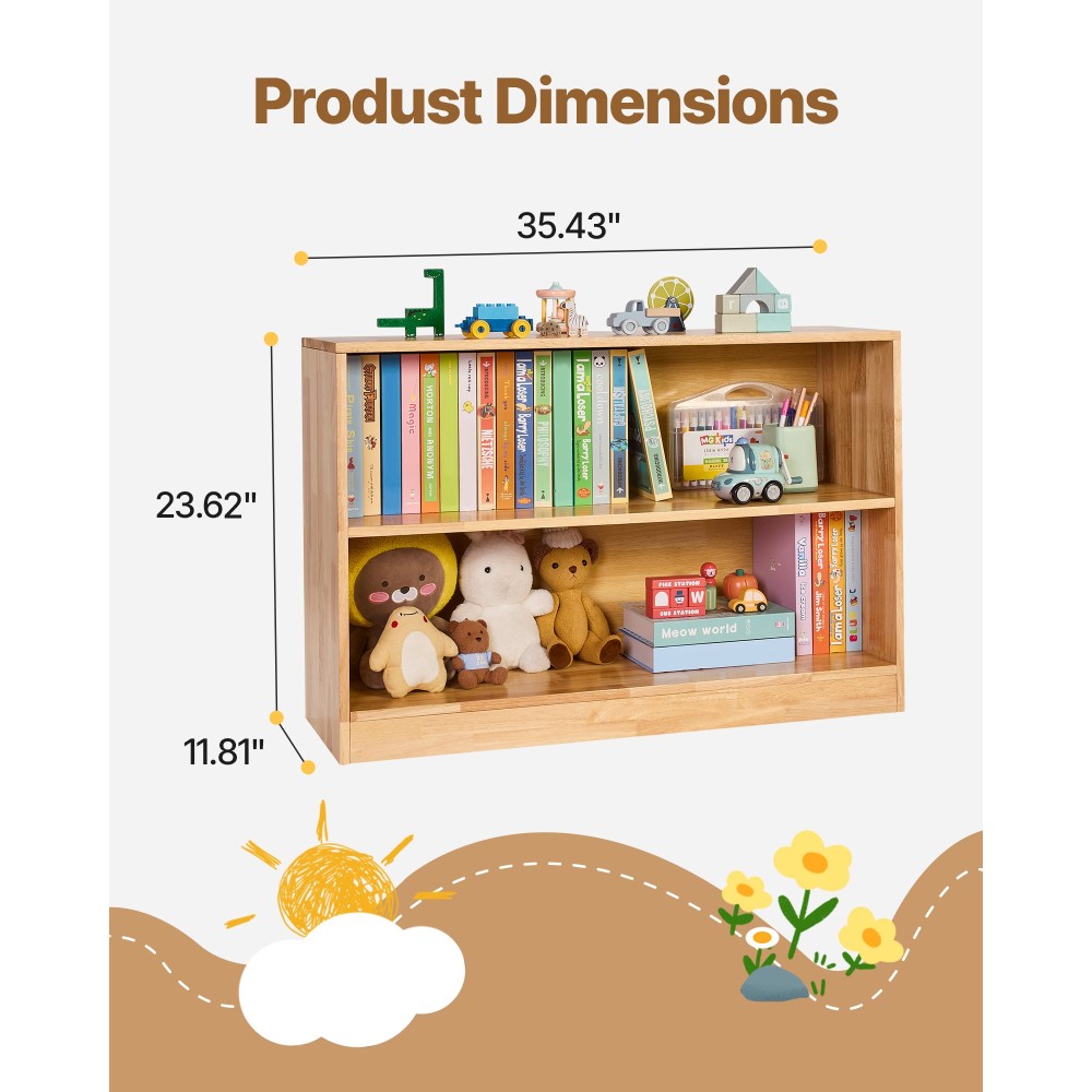 Βιβλιοθήκη VEVOR Montessori, πλάτος 870 mm Organizer αποθήκευσης παιχνιδιών, ντουλάπι αποθήκευσης για παιδιά 2 επιπέδων, έπιπλα ημερήσιας φροντίδας, Παιδικό ράφι για υπνοδωμάτιο, νηπιαγωγείο, σαλόνι, είσοδος, προσχολική ηλικία, καφέ
