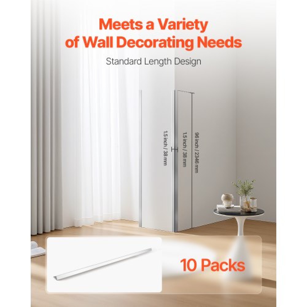 VEVOR Stainless Steel Wall Corner Protector 38x38x2436mm 10 Pack with 3M Tape