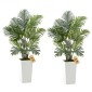VEVOR Artificial Areca Palm 1219 mm, 2 Συσκευασία Ψεύτικος Φοίνικας Τροπικά Φυτά με Λευκή Ψηλή Ζαρντινιέρα, Φυτό από ψεύτικο δάπεδο μετάξι σε γλάστρα, Μεγάλο Δέντρο για Διακόσμηση Σαλονιού Γραφείου Σπίτι Θέρμανση, Εσωτερικός εξωτερικός χώρος