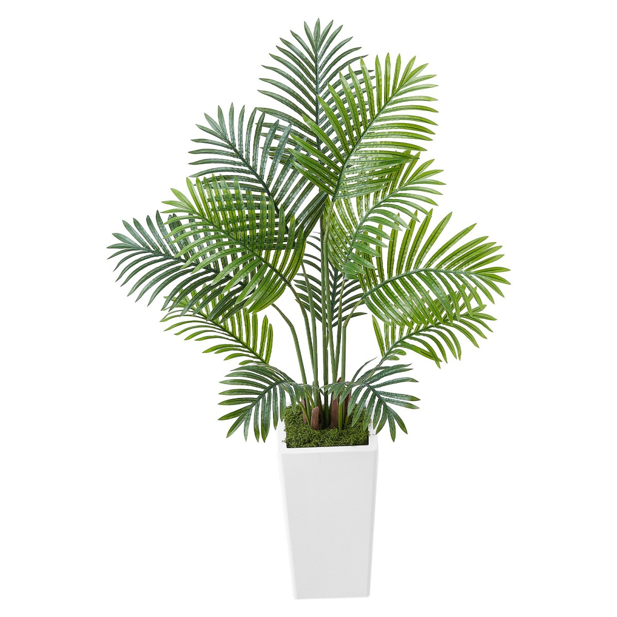 VEVOR Artificial Areca Palm 1219 mm, 2 Συσκευασία Ψεύτικος Φοίνικας Τροπικά Φυτά με Λευκή Ψηλή Ζαρντινιέρα, Φυτό από ψεύτικο δάπεδο μετάξι σε γλάστρα, Μεγάλο Δέντρο για Διακόσμηση Σαλονιού Γραφείου Σπίτι Θέρμανση, Εσωτερικός εξωτερικός χώρος