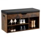Πάγκος παπουτσιών VEVOR Entryway, 805 x 305 x 445 mm Organizer αποθήκευσης παπουτσιών με κρυφό ανελκυστήρα στο επάνω μέρος αποθήκευσης, πάγκος 300 lbs με μαξιλαράκι και 3 ντουλάπια για διάδρομο, σαλόνι, υπνοδωμάτιο, καφέ + μαύρο