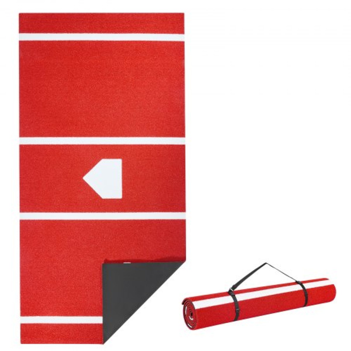 VEVOR Baseball Hitting Mat, 366x183cm Batting Cage Mat, Batters Box Turf Mats, Softball Batting Practice Equipment with Home Plate and Anti Fade Turf, Φορητό βοήθημα προπόνησης για εσωτερικούς εξωτερικούς χώρους, κόκκινο