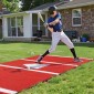 VEVOR Baseball Hitting Mat, 366x183cm Batting Cage Mat, Batters Box Turf Mats, Softball Batting Practice Equipment with Home Plate and Anti Fade Turf, Φορητό βοήθημα προπόνησης για εσωτερικούς εξωτερικούς χώρους, κόκκινο