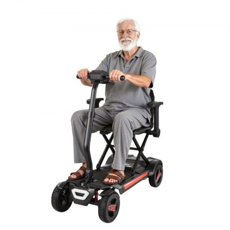 VEVOR 4-Wheel Electric Mobility Scooter για ενήλικες και ηλικιωμένους, ενσωματωμένο αναδιπλούμενο σκούτερ κινητικότητας με μεγάλη εμβέλεια 15KM, Αναπηρικό αμαξίδιο παντός εδάφους με ικανότητα αναρρίχησης 9° & μέγιστη φόρτωση 120kg