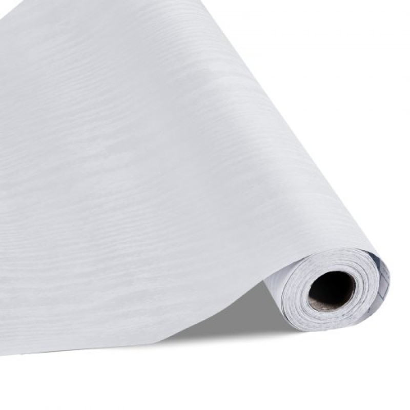 Ταπετσαρία VEVOR Peel and Stick, 45cm x 10m Χαρτί Επαφής Λευκό Wood Grain Waterpoof Αυτοκόλλητο, Εύκολο στο καθάρισμα & ξεφλούδισμα τοίχου Διακοσμητικό ρολό βινυλίου για υπνοδωμάτιο κουζίνα γραφείο γραφείο μπάνιου