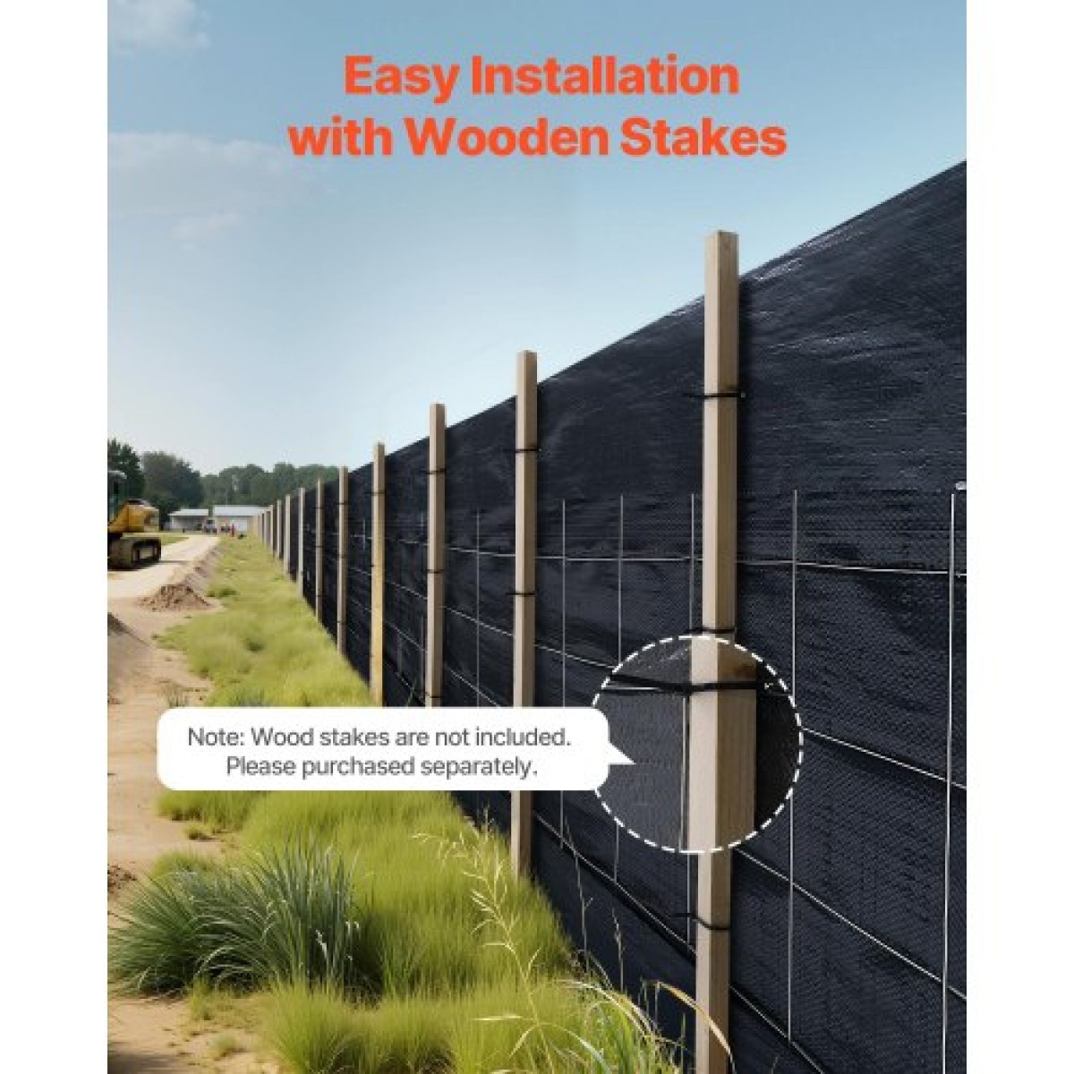 Ρολά από ύφασμα VEVOR Silt Fence, 0,6×30,5 m συρμάτινο φράχτη από λάσπη, Περίφραξη ελέγχου διάβρωσης για κατακράτηση ιζημάτων, βιομηχανικό ύφασμα σκληρού πολυπροπυλενίου για εργοτάξια