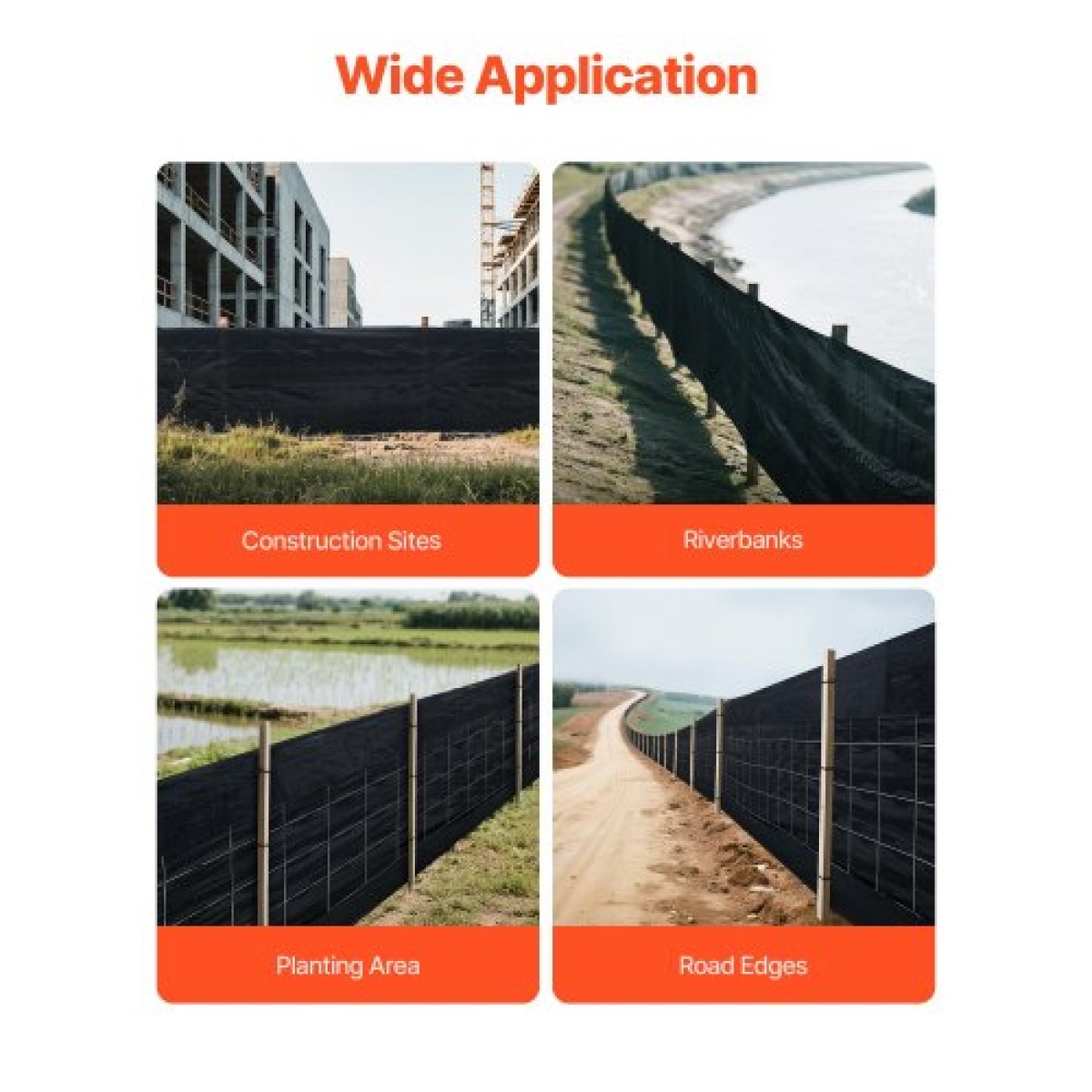 Ρολά από ύφασμα VEVOR Silt Fence, 0,6×30,5 m συρμάτινο φράχτη από λάσπη, Περίφραξη ελέγχου διάβρωσης για κατακράτηση ιζημάτων, βιομηχανικό ύφασμα σκληρού πολυπροπυλενίου για εργοτάξια