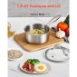 Κατσαρόλα VEVOR 1.5 QT, Κατσαρόλα από ανοξείδωτο ατσάλι με γυάλινο καπάκι, Αντικολλητικό ανοξείδωτο ατσάλι πολλαπλών χρήσεων Μικρό δοχείο μαγειρέματος με εργονομική λαβή, φιλικό για φούρνο, πλυντήριο πιάτων, επαγωγική κουζίνα