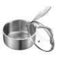 Κατσαρόλα VEVOR 1.5 QT, Κατσαρόλα από ανοξείδωτο ατσάλι με γυάλινο καπάκι, Αντικολλητικό ανοξείδωτο ατσάλι πολλαπλών χρήσεων Μικρό δοχείο μαγειρέματος με εργονομική λαβή, φιλικό για φούρνο, πλυντήριο πιάτων, επαγωγική κουζίνα