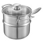 Κατσαρόλα VEVOR 2.5 QT με ατμομάγειρα, Ανοξείδωτη κατσαρόλα με γυάλινο καπάκι, αντικολλητική κατσαρόλα πολλαπλών χρήσεων από ανοξείδωτο χάλυβα με εργονομική λαβή, φιλική για φούρνο, πλυντήριο πιάτων, επαγωγική κουζίνα