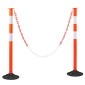 VEVOR 2 Pack Traffic Delineator Posts, Κώνοι ασφαλείας 871 mm με ζυγισμένη βάση, αντανακλαστικές λωρίδες και αλυσίδα, στύλοι οριοθέτησης βαρέως τύπου για εργοτάξιο, χώρος στάθμευσης, έλεγχος πλήθους, κόκκινο