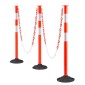 VEVOR 3 Pack Traffic Delineator Posts, Κώνοι ασφαλείας 871 mm με ζυγισμένη βάση, αντανακλαστικές λωρίδες και αλυσίδα, στύλοι οριοθέτησης βαρέως τύπου για εργοτάξιο, χώρος στάθμευσης, έλεγχος πλήθους, κόκκινο