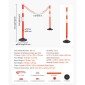 VEVOR 3 Pack Traffic Delineator Posts, Κώνοι ασφαλείας 871 mm με ζυγισμένη βάση, αντανακλαστικές λωρίδες και αλυσίδα, στύλοι οριοθέτησης βαρέως τύπου για εργοτάξιο, χώρος στάθμευσης, έλεγχος πλήθους, κόκκινο